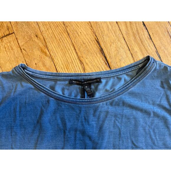 White House Black Market Blue Demin Color Three Quarter Length Shirt Medium - Picture 2 of 6